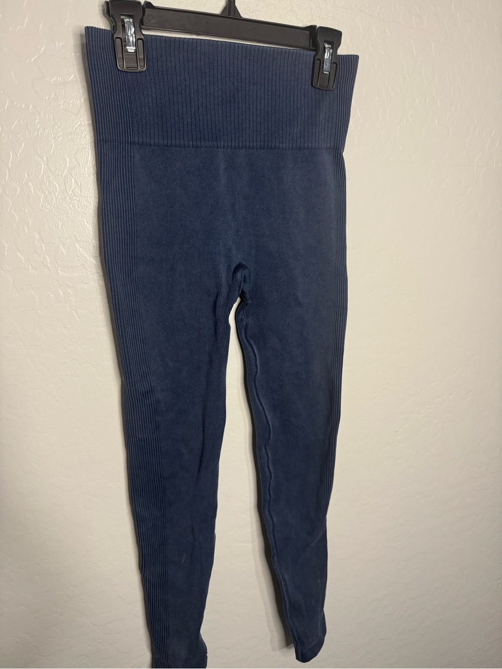 SPANX Navy High-Waist Ribbed Leggings seamless